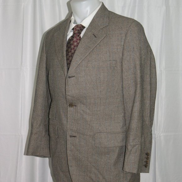 Fabrizio New York Taupe Plaid Three Button Suit 38R - Picture 6 of 13